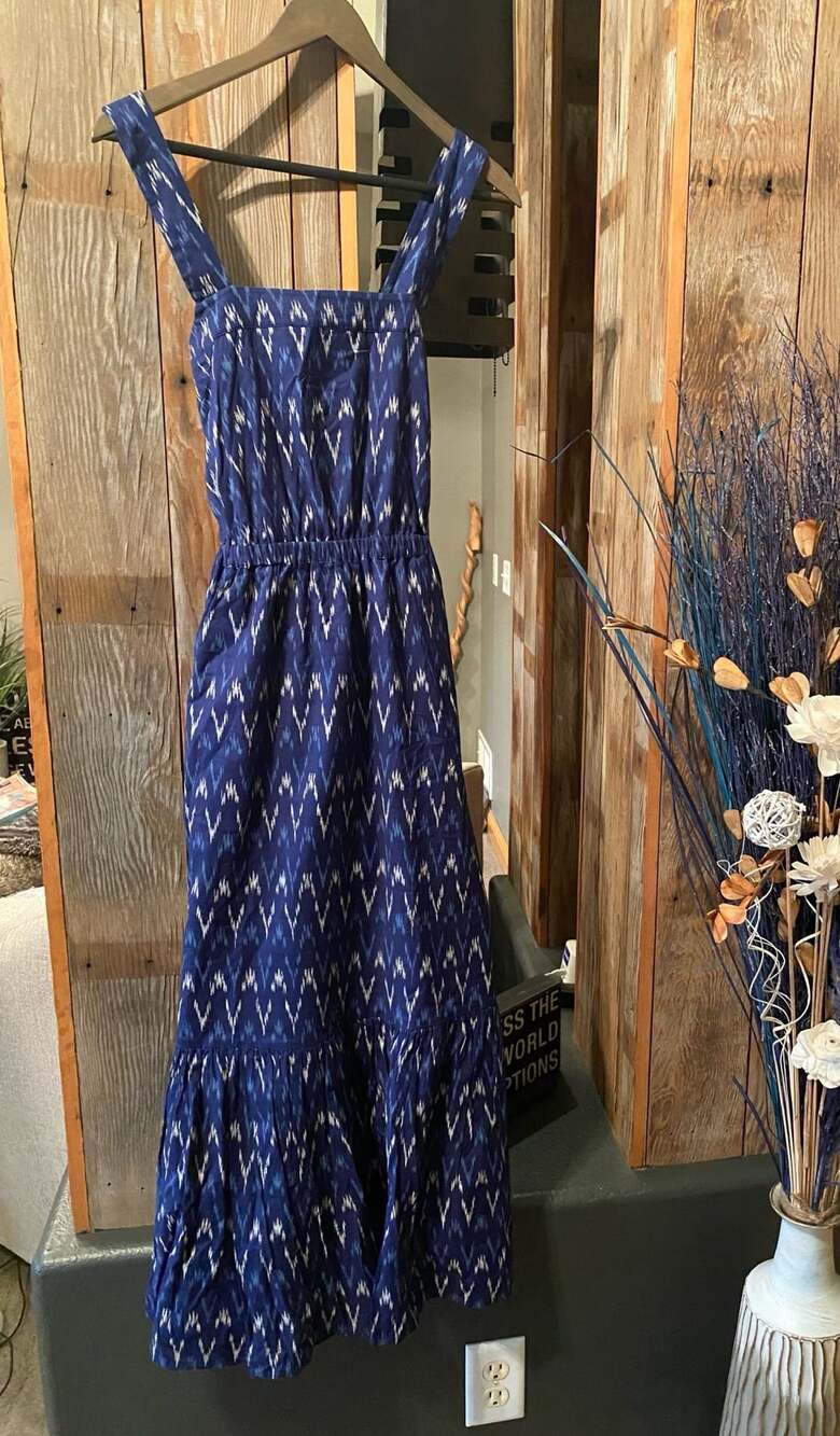 J.Crew Blue Ikat Maxi Dress Size 00